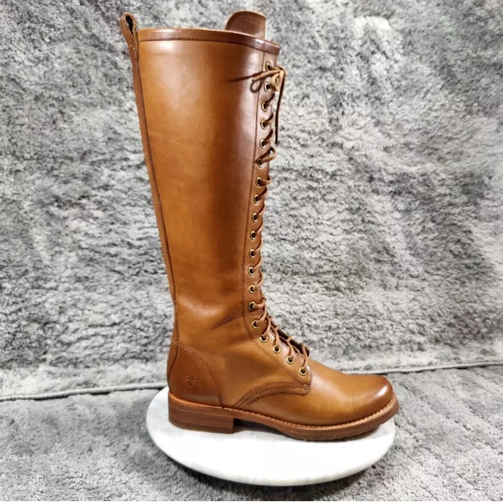 Frye Melissa/Veronica Boots Womens 8 Brown Lace Up Zip Up